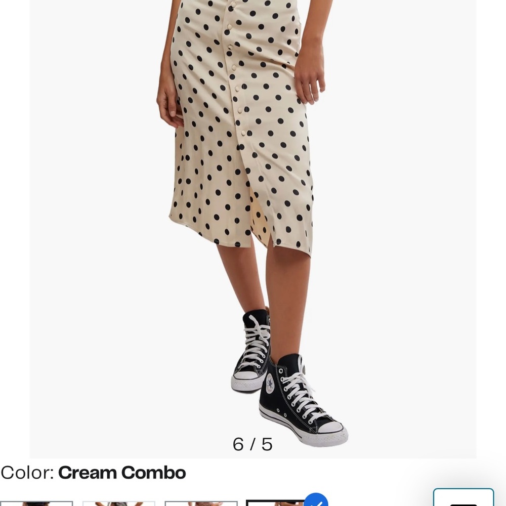 Free People Cream and Black Asymmetrical Midi Skirt